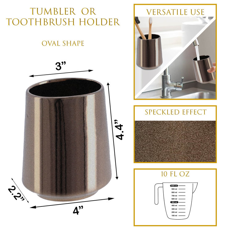 Evideco Bronze Crackled Texture Porcelain Bath Tumbler Toothbrush